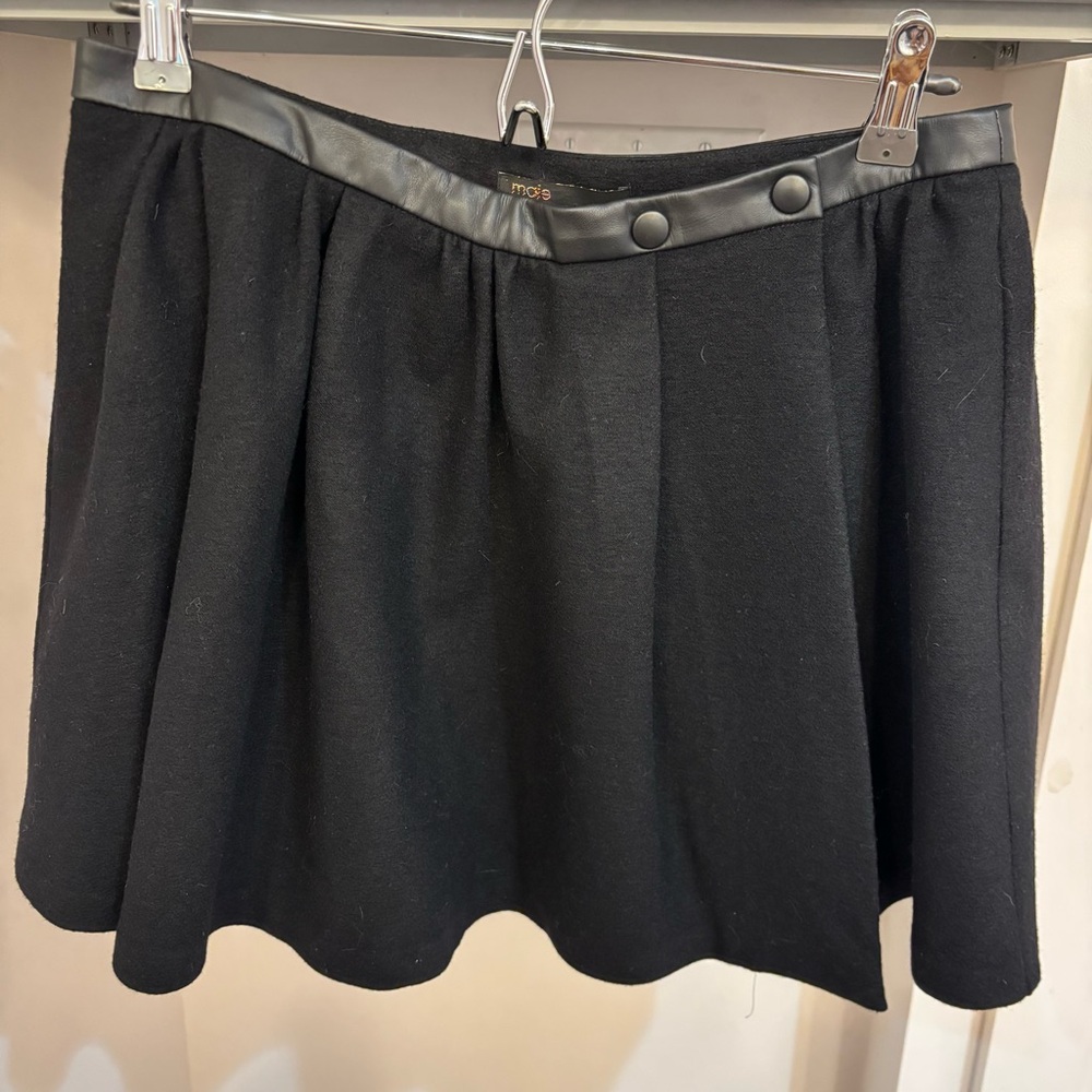 Maje Paris Mini skirt
Wool Blend with 
Vegan Leather Waist 
Oooooh La La!!